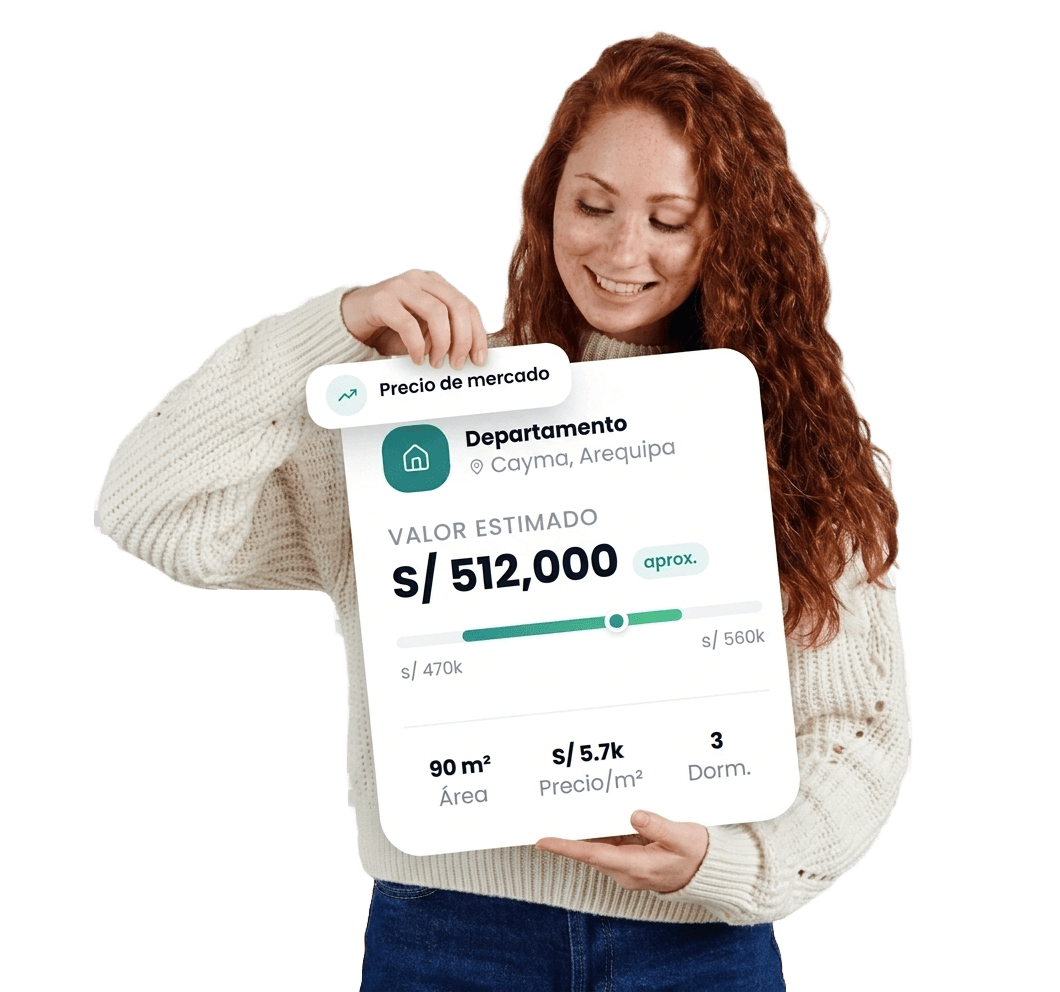 Mujer sosteniendo la estimación de precio de Propimetro